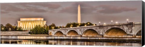 Framed Arlington Memorial Bridge with Lincoln Memorial and Washington Monument, Washington DC Print