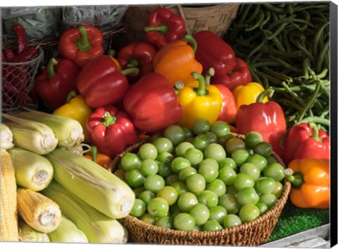 Framed Vegetables for Sale at a Market Stall, Helsinki, Finland Print