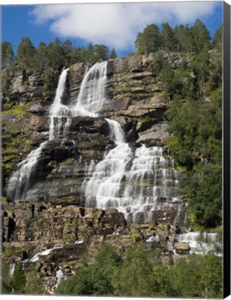 Framed Low angle view of Tvindefossen Waterfall, Voss, Norway Print