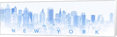 Framed New York City in Blue Print