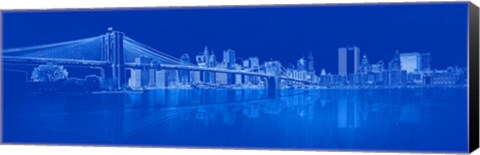 Framed Brooklyn Bridge in Blue Print