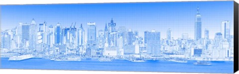 Framed View of Manhattan Skyline in Blue Print