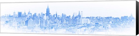 Framed Blue Skylines in a City, Manhattan Print