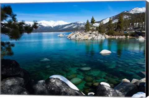 Framed Rocks in Lake Tahoe, California Print