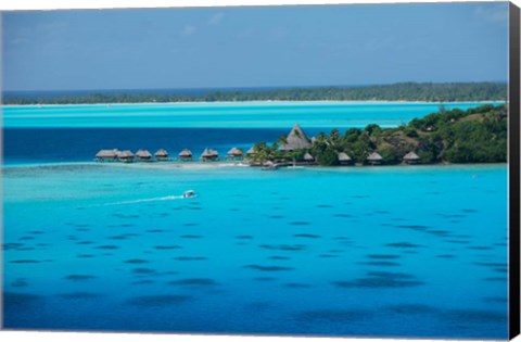 Framed Bungalows on the Beach, Bora Bora, French Polynesia Print