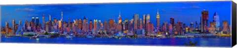 Framed Panoramic View of Manhattan Skyline at Dusk Print