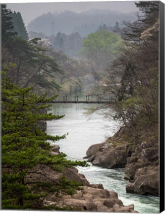 Framed Fog over Geibikei Gorge, Hiraizumi, Japan Print