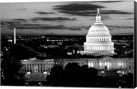 Framed City Lit up at Dusk, Washington DC Print