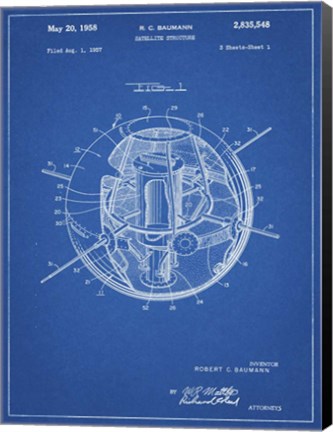 Framed Blueprint Earth Satellite Patent Print