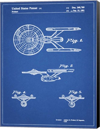 Framed Blueprint Starship Enterprise Patent Print
