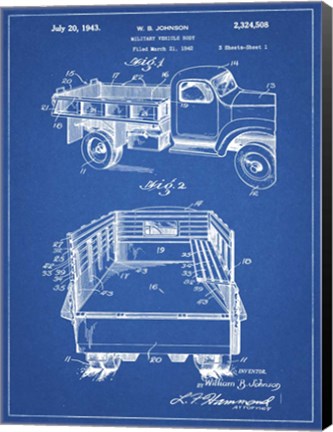 Framed Blueprint Army Troops Transport Truck Patent Print