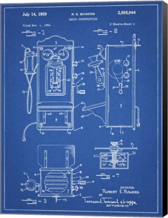 Framed Blueprint Wall Phone Patent Print