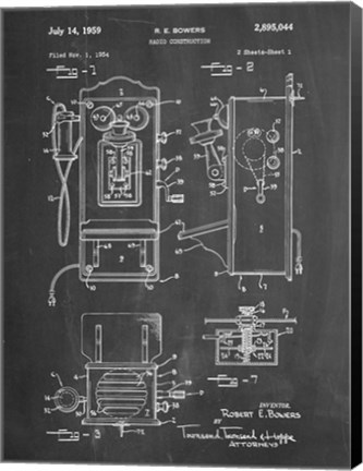 Framed Chalkboard Wall Phone Patent Print
