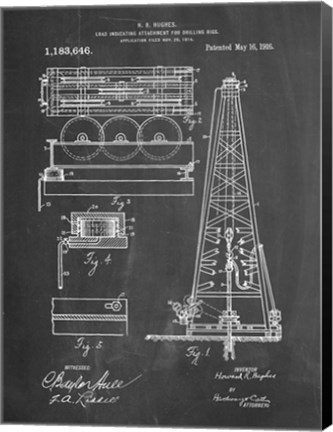 Framed Chalkboard Howard Hughes Oil Drilling Rig Patent Print