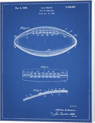 Framed Blueprint Football Game Ball Patent Print