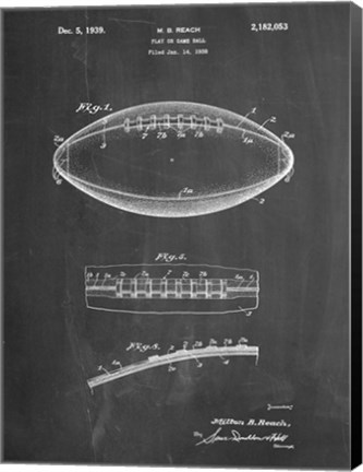 Framed Chalkboard Football Game Ball Patent Print