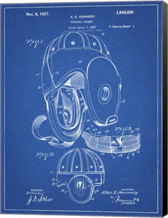 Framed Blueprint Football Leather Helmet 1927 Patent Print