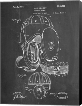 Framed Chalkboard Football Leather Helmet 1927 Patent Print