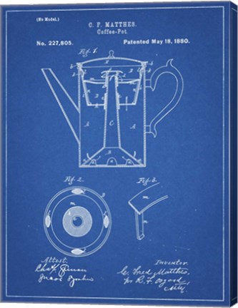 Framed Blueprint Coffee Percolator 1880 Patent Art Print