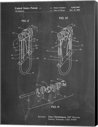 Framed Chalkboard Rock Climbing Camalot Patent Print