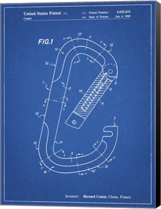 Framed Blueprint Oval Carabiner Patent Print