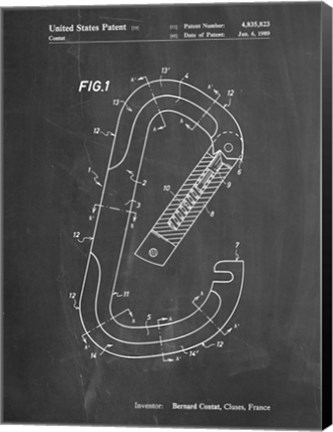Framed Chalkboard Oval Carabiner Patent Print
