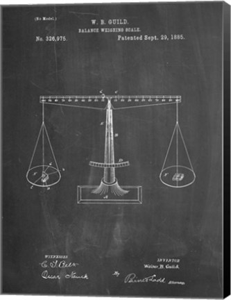 Framed Chalkboard Scales of Justice Patent Print