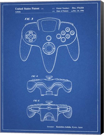 Framed Blueprint Nintendo 64 Controller Patent Print