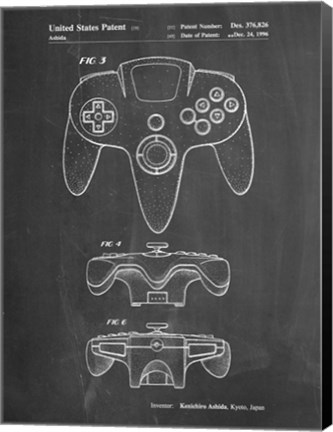 Framed Chalkboard Nintendo 64 Controller Patent Print