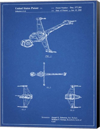 Framed Blueprint Star Wars B-Wing Starfighter Patent Print