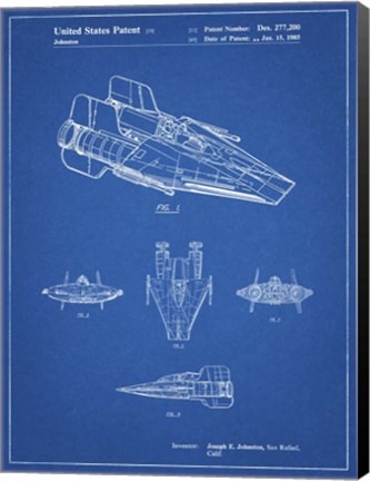 Framed Blueprint Star Wars RZ-1 A Wing Starfighter Patent Print