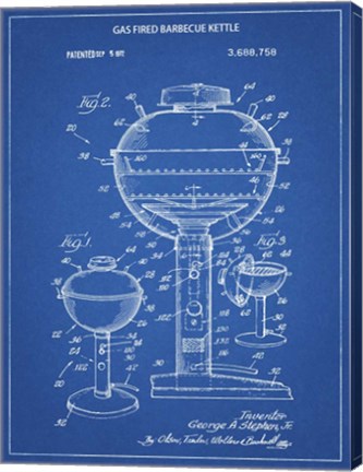 Framed Blueprint Webber Gas Grill 1972 Patent Print