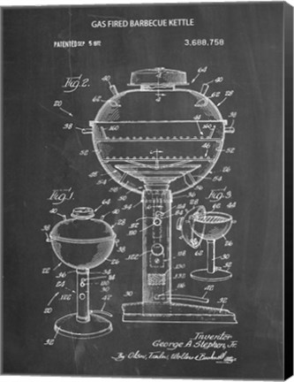 Framed Chalkboard Webber Gas Grill 1972 Patent Print