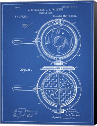Framed Blueprint Waffle Iron Patent Print