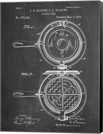 Framed Chalkboard Waffle Iron Patent Print