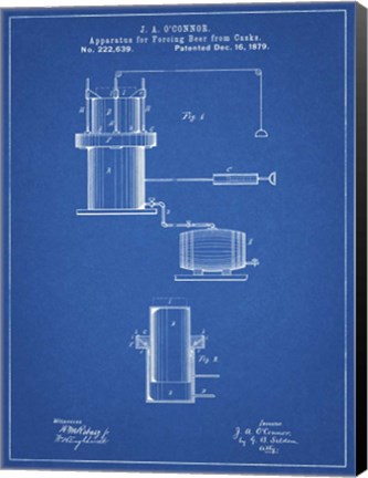 Framed Blueprint Antique Beer Cask Diagram Patent Print