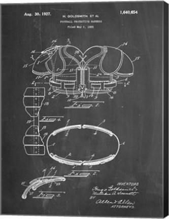 Framed Chalkboard Football Shoulder Pads 1925 Patent Print
