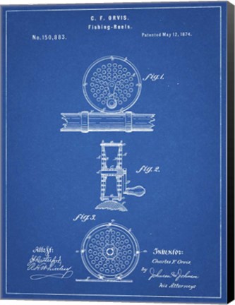 Framed Blueprint Orvis 1874 Fly Fishing Reel Patent Print