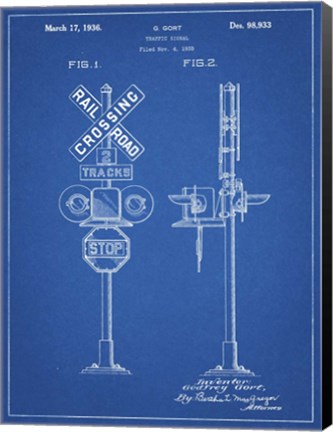 Framed Blueprint Railroad Crossing Signal Patent Print
