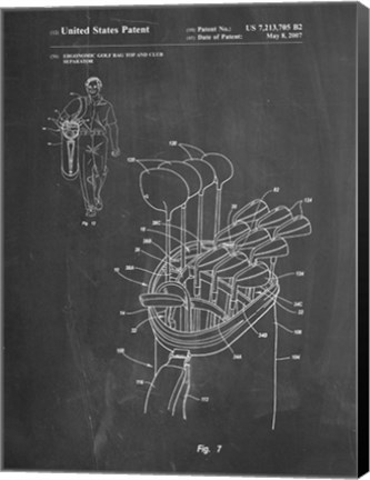 Framed Chalkboard Golf Bag Patent Print