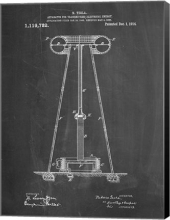 Framed Chalkboard Tesla Energy Transmitter Patent Print