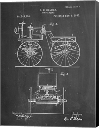 Framed Chalkboard Motor Buggy 1895 Patent Print Print