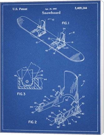 Framed Blueprint Burton Baseless Binding 1995 Snowboard Patent Print