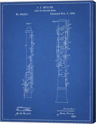Framed Blueprint Oboe Patent Print