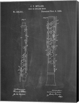 Framed Chalkboard Oboe Patent Print