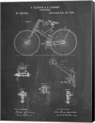 Framed Chalkboard Bicycle 1890 Patent Print