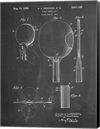 Framed Chalkboard Ping Pong Paddle Patent Print