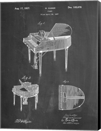 Framed Chalkboard Wurlitzer Butterfly Model 235 Piano Patent Print
