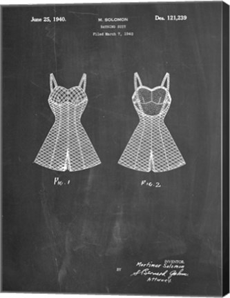 Framed Chalkboard Bathing Suit Patent Print