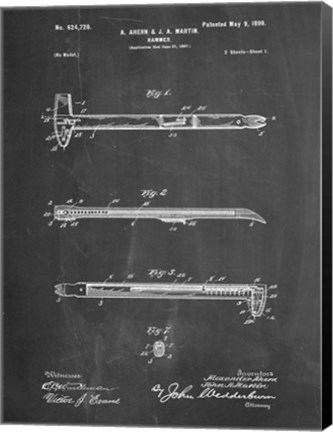 Framed Chalkboard Dispensing Hammer Patent Print